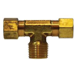 00072-0302 - Brass Branch Tee Connector - 3/16-in Compression x 3/16-in Compression x 1/8-in MPT