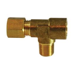 00975-040202U - Brass Tee Fitting, 1/4-in Compression x 1/8-in Female NPTF x 1/8-in Male NPTF