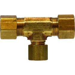 00084-050504 - 5/16-in x 5/16-in x 1/4-in Forged Brass Reducing Tee Fitting with Compression Connections