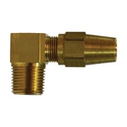 38237 - 90-Degree Brass Elbow Fitting, 1/4 in Tube to 3/8 in Male NPTF