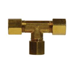 700064-06 - 3/8-in Compression Brass Tee Fitting for Copper/Aluminum/Plastic Tubing