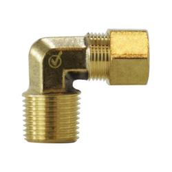 700069-0404AOP - 90-Degree Elbow Fitting, 1/4-in Compression x 1/4-in MNPTF, Lead-Free Brass