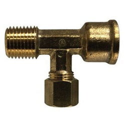 700076-0404 - Brass Tee Fitting, 1/4-in FPT x 1/4-in MPT x 1/4-in Compression, Lead-Free