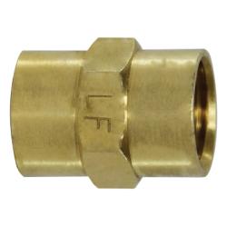 706103-04 - Lead-Free Brass Pipe Coupling 1/4-in Female NPTF x 1/4-in Female NPTF, 0.63 in Hex, 0.88 in Length