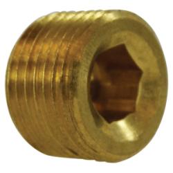 706115-04 - 1/4 in MNPTF Brass Countersunk Hex Plug Fitting