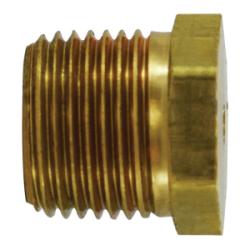 706125-02 - Lead-Free Brass Solid Hex Head Plug 1/8-in MPT, Length 0.55 in, Hex Size 0.43 in