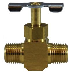 709108-04 - 1/4 in MIP x MIP Brass Needle Valve, Lead-Free Construction