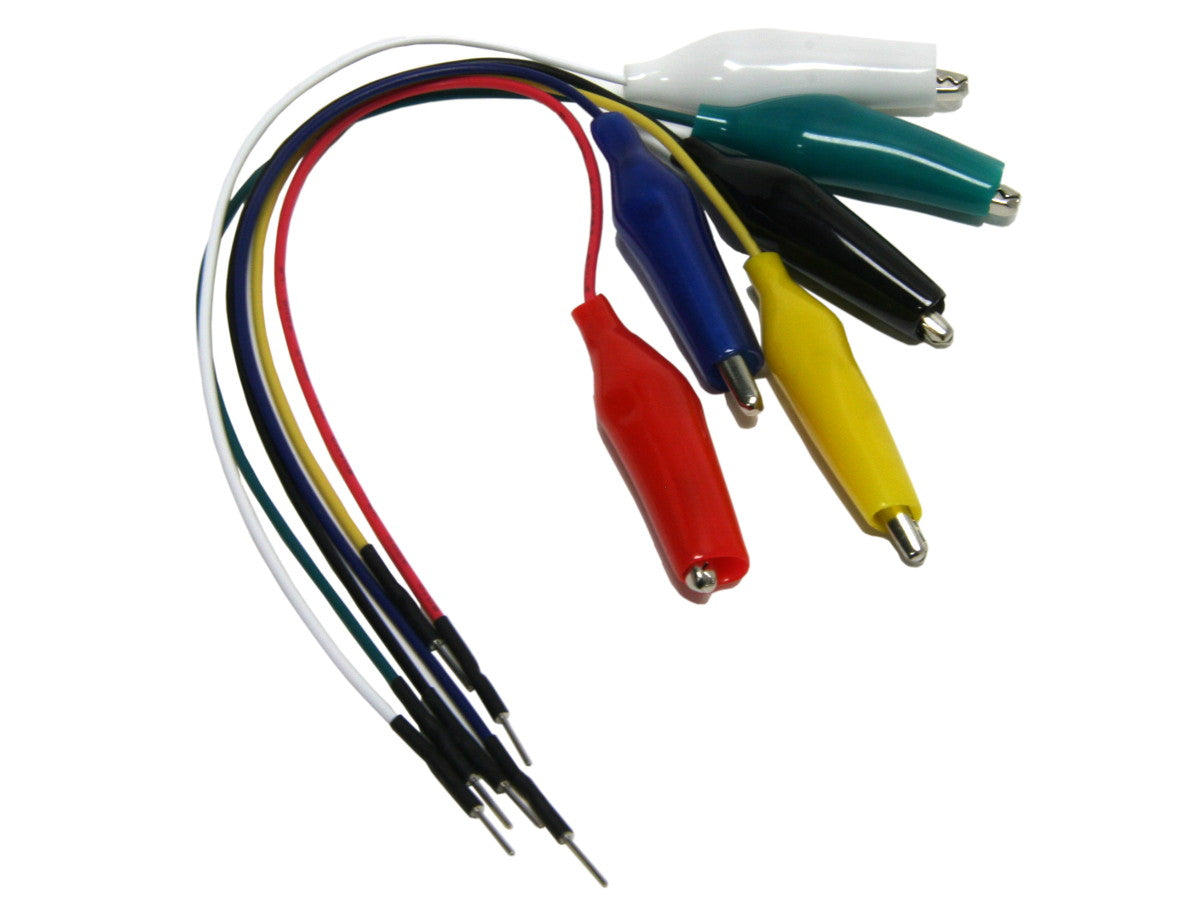 CA-M-20 20cm Alligator Clips to BreadBoard Pin - Six-Pack