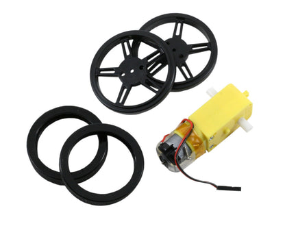 M1W2 DC Motor with wired power connector and two grippy wheels