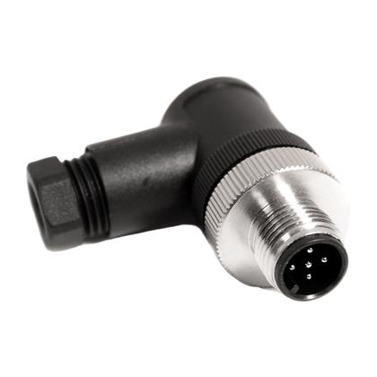 BU-12ZU25-PG7 - IP67 M12 Right Angle Connector, 5-Position, 22-26AWG  (Pack of 6)