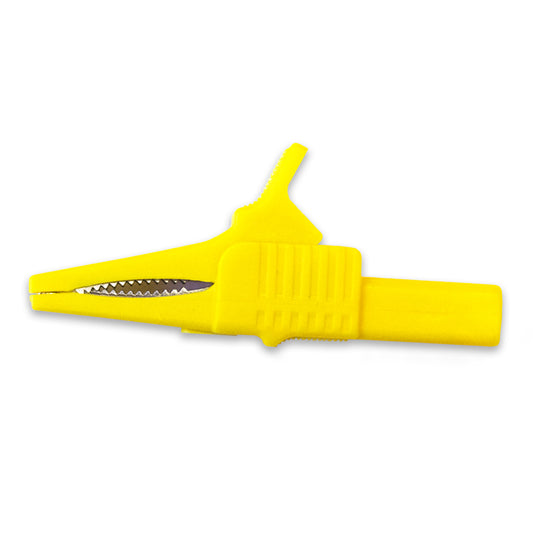 BU-65-4 - UL Listed Insulated Yellow Alligator Clip for 4mm Plugs  (Pack of 20)