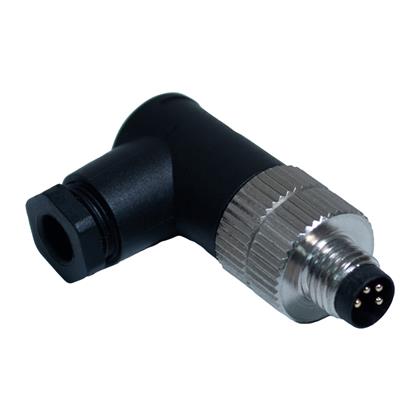 BU-8ZU07 - M8 4-Position Right-Angle Connector, IP67, 22-26 AWG  (Pack of 7)