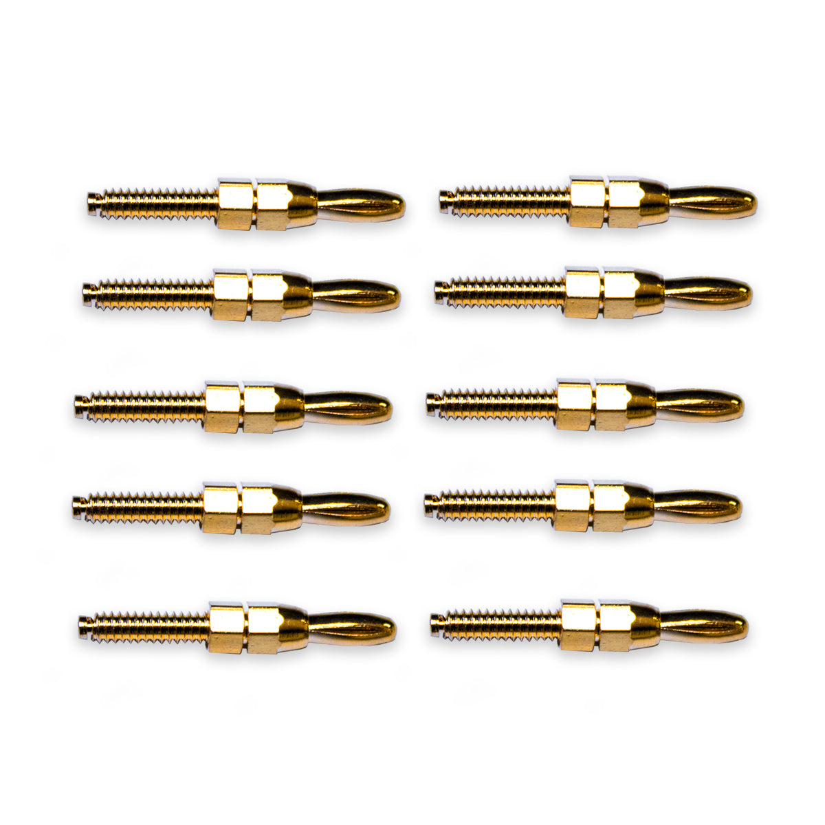 BU-P4513 - Set of 10 Threaded 3mm Gold-Plated Mini Banana Plugs  (Pack of 5)