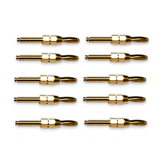BU-P4513 - Set of 10 Threaded 3mm Gold-Plated Mini Banana Plugs  (Pack of 5)