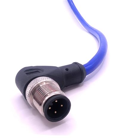 C4B81M002 - Mueller 4-Pin M12 2M Silicone Cordset, Right Angle Male  (Pack of 8)