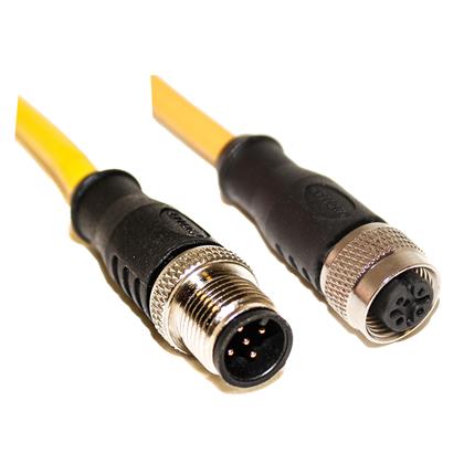 C5AC11M010 - 10M M12 Cord, 22AWG, Black/Yellow, UL Listed  (Pack of 3)