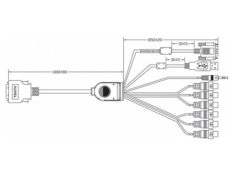 26-PIN TSV Series Monitor VGA & AV Input Cable - 1.8 Meters (5.91ft/180cm)