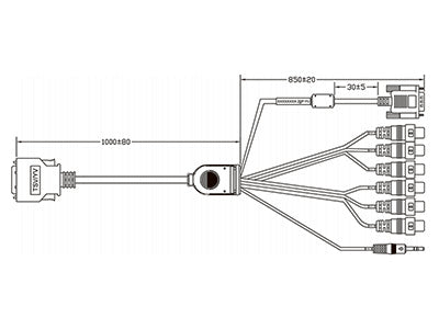 26-PIN YV Series VGA & AV Monitor Input Cable - 1.8 Meter