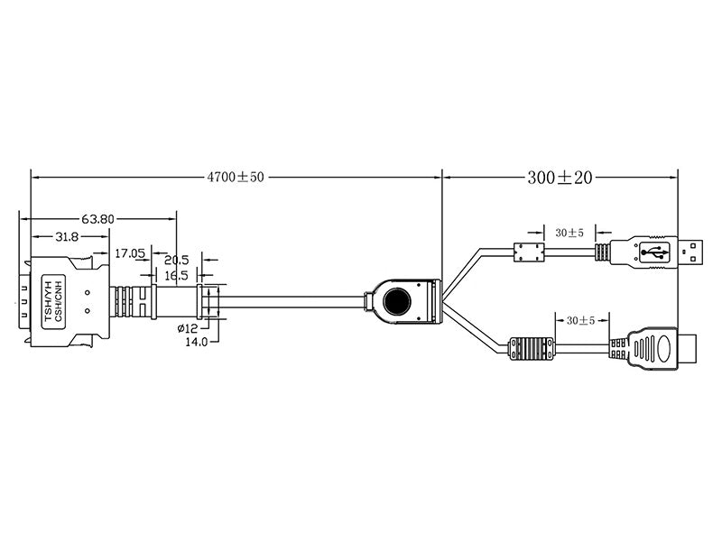 26-PIN Long Length (5 METER) TSH/CSH/CNH/GSH/GNH/GNS Monitor HDMI and USB Input Cable - 5 Meter