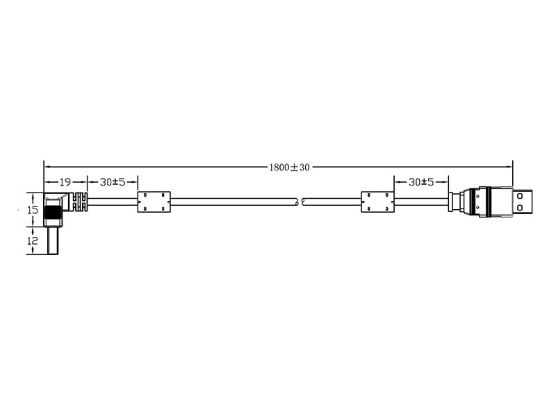 CABLE-RA-USB Proprietary USB Cable for 892 Series Monitors with Straight UB Connector on one end and 90-Degree Connector on the other end - 1.8 Meter (5.91ft/180cm)