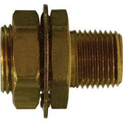 129A-55646 - 3/8-in FPT x 1/2-in MPT Brass Bulkhead Fitting, 1-29/32 in Length