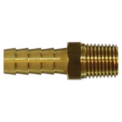 201A-16F - 2.48 in Brass Rigid Male Adapter with 1 in NPTF and Hose Barb Connections