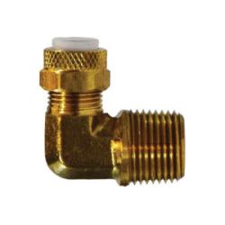 269PF-4B - Brass 90-Degree Elbow Fitting, 1/4 in Tube OD, 1/4 in MPT, 3/8-24 Thread