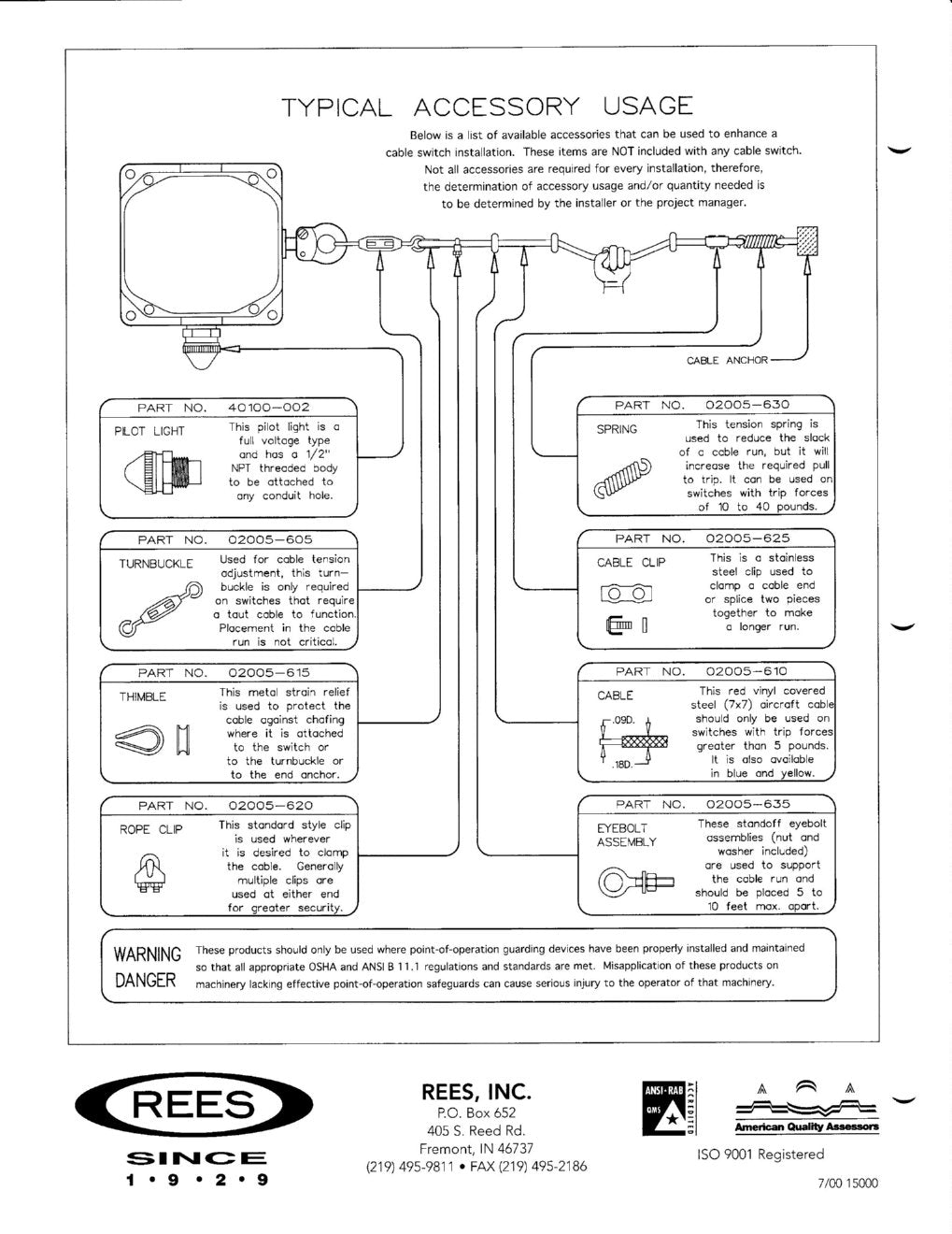 04953-122 Cable Operated Switches with Single Flag Indicators or Latch Plates