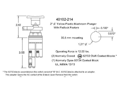 40102-214 30.5mm Mushroom and Rope Pull Operators