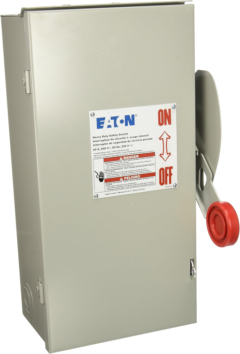 60A 600VAC 200KA 3 Wire NEMA 3R Non Fusible Heavy Duty Safety Switch DH362URK