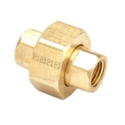 104-6 - 3/8-in Female NPTF Brass Pipe Union, 1-1/4 in Hex Size, 1.72 in Length, 1200 psi