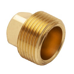 109-12 - 3/4-in Male NPTF Cored Barstock Brass Square Head Plug, 1.09 in Length, 0.61 in Hex Size