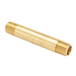 113-840 - 1/2 in Male NPTF Long Pipe Nipple, 2-1/2 in, C36000 Brass