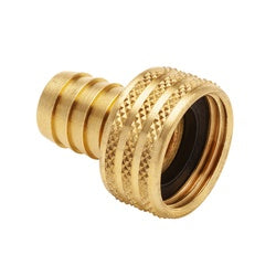 29FGH-612 - Brass 3/8-in Hose Barb to 3/4-in Female Garden Hose Swivel Adapter with Knurled Nut