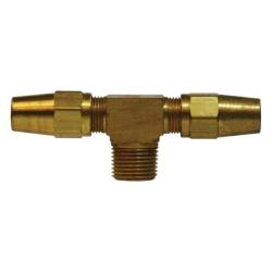 38278 - Brass Branch Tee Fitting 3/8 in Tube OD x 3/8 in Male NPTF x 1/4 in Male NPTF
