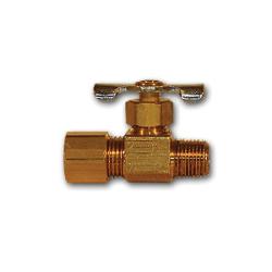101C - 1/4 x 1/8 in Brass Needle Valve, 150 psi, Compression to MPT Connection