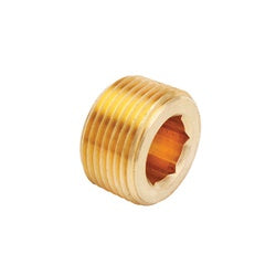 109AL-8 - 1/2-in Male NPTF Brass Countersunk Hex Plug - 0.38-in Hex Size, 0.6-in Length, 1200 psi, -65 to 250°F