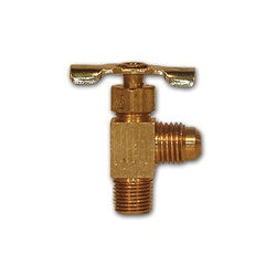 204SAE - 90-Degree Brass Needle Valve, 5/16 in Male Flare x 1/4 in MPT, 150 psi Rated