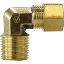 LF269X4X6 - 90° Barstock Elbow - 1/4 in Compression x 3/8 in MPT Lead-Free Brass Fitting