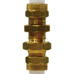 02683-06 - Brass Bulkhead Tank Union - 3/8 in Flareless x 3/8 in Flareless Connection