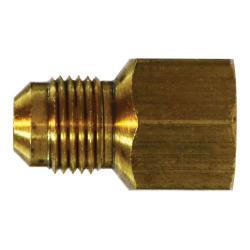10233 - 5/16-in Male Flared x 1/4-in FNPTF Brass Adapter, 1.28-in Length, 0.68-in Hex Size