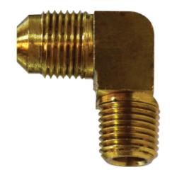 10306B - 3/4 in Male Flared x 3/4 in Male NPTF Brass 90-Degree Barstock Elbow