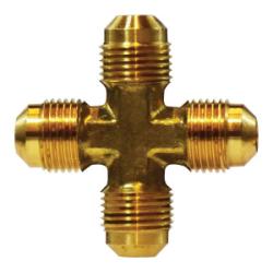 10373 - Forged Brass Cross Fitting with Four 1/4 in SAE 45° Flared Connections