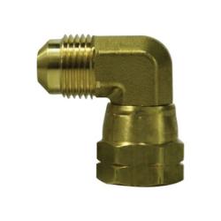 10496 - 5/8 in SAE 45° Male/Female Flared Swivel Elbow Fitting, Forged Brass