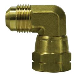 10495 - 1/2 in SAE 45° Male & Female Flared Swivel Elbow Fitting, Forged Brass