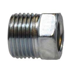 12002 - 3/16 in Male Inverted Flared Nut, Zinc Chromate Steel, Hex Size 0.37 in, Length 0.56 in