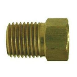 12053 - Brass Adapter 3/16 in Inverted Flared to 1/4 in Male NPTF, 0.56 in Hex Size