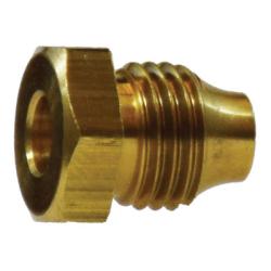16002 - 3/16 in Threaded Brass Double Compression Sleeve Hex Nut, Hex Size 0.43 in, Length 0.53 in, 500 psi