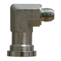 17042024 - 1-1/4 in Male JIC to 1-1/2 in Code 61 Flange Steel 90-Degree Elbow Adapter