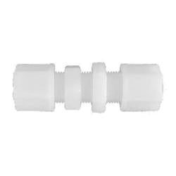 17091N - Nylon Bulkhead Union, 1/2-in x 1/2-in Compression Fitting, Thread Size 11/16-20